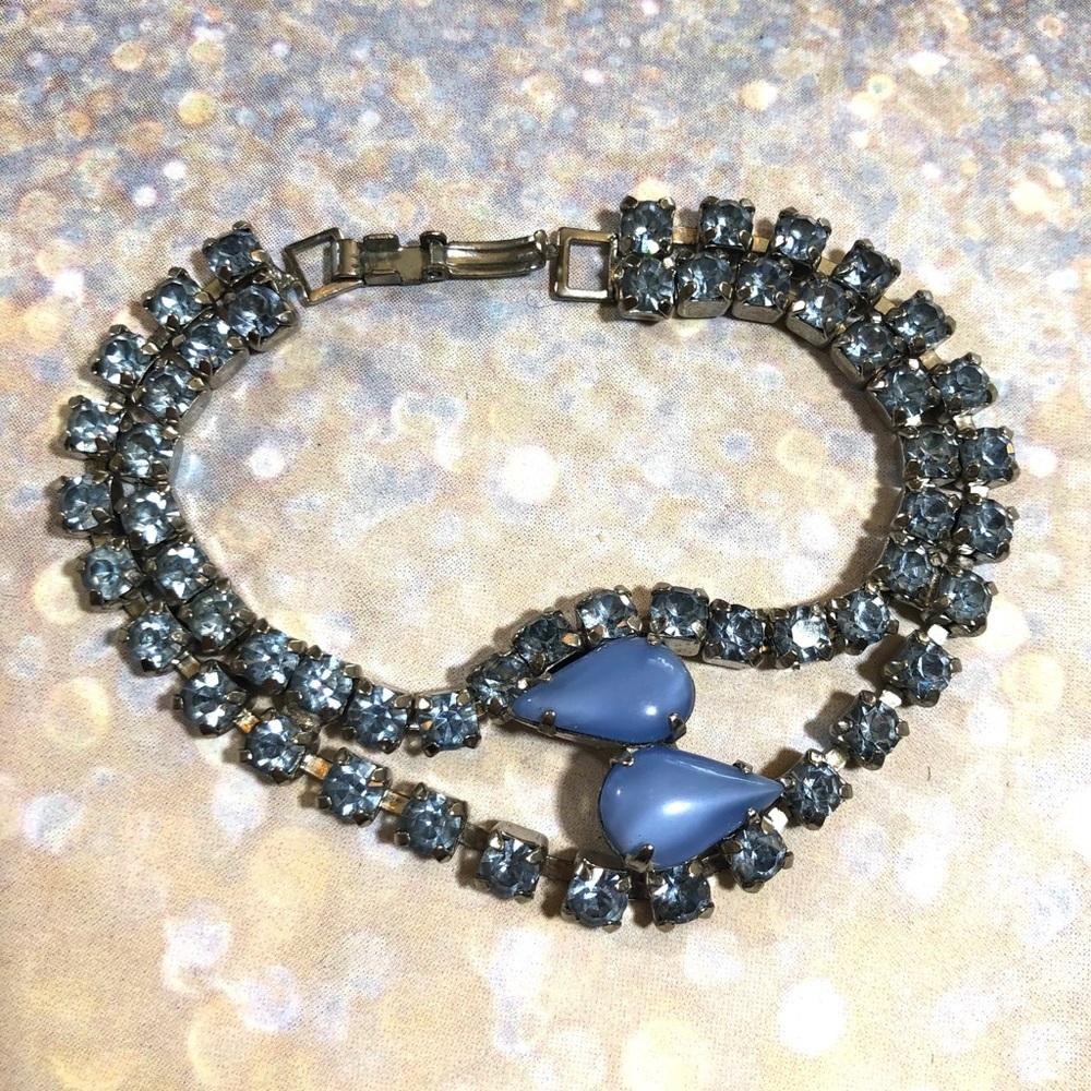 Vintage 60’s baby blue rhinestone bracelet RARE